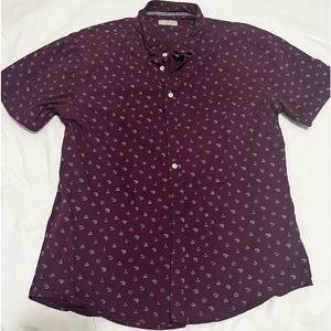 Level Ten Dark Blue Short Sleeve Button Down  Shirt Men Size Large